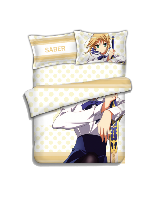 Fate stay night saber Anime Bettwäsche-Sets, Bettbezug, Bettlaken mit Kissenbezügen