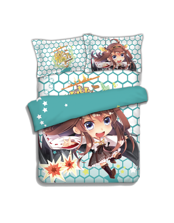 Kongou - Kantai Collection Anime 4 Pieces Bettwäsche-Sets, Bettlaken Bettbezug mit Kissenbezüge