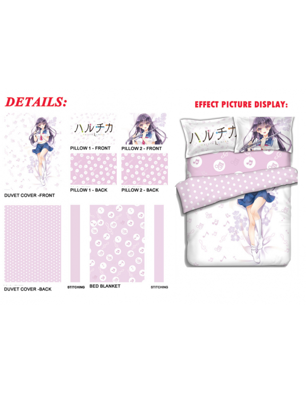 Homura Chika Anime 4 Pieces Bettwäsche-Sets, Bettlaken Bettbezug mit Kissenbezüge