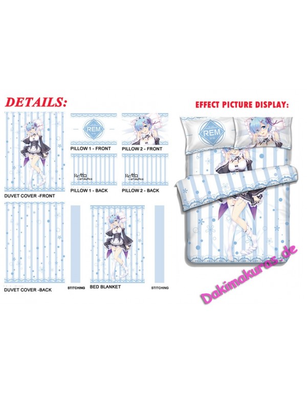 Rem - ReZero Japanese Anime Bettwäsche Duvet Cover with Pillow Covers