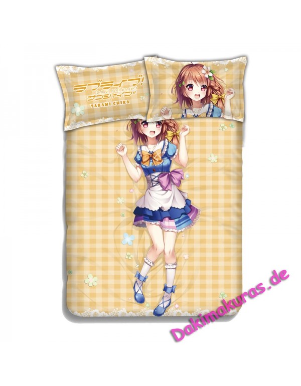 Takami Chika-LoveLive Sunshine Bettwäsche-Sets, Bettbezug, Bettlaken mit Kissenbezügen