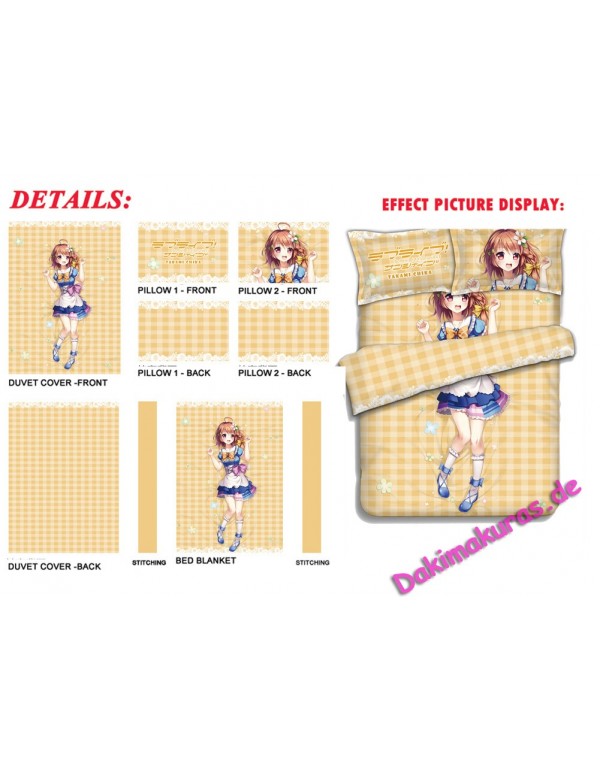 Takami Chika-LoveLive Sunshine Bettwäsche-Sets, Bettbezug, Bettlaken mit Kissenbezügen