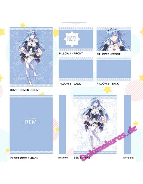 Rem - Re Zero Japanese Anime Bettwäsche Duvet Cover with Pillow Covers