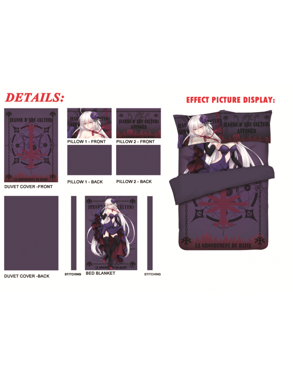 Jeanne d'Arc - Fate Grand Order 4 Pieces Bettwäsche-Sets, Bettlaken Bettbezug mit Kissenbezüge