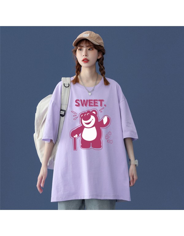 Sweet Bear Purple Kurzarm-T-Shirts für Damen und ...