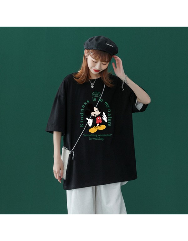 Mickey Black Kurzarm-T-Shirts für Damen und Herre...