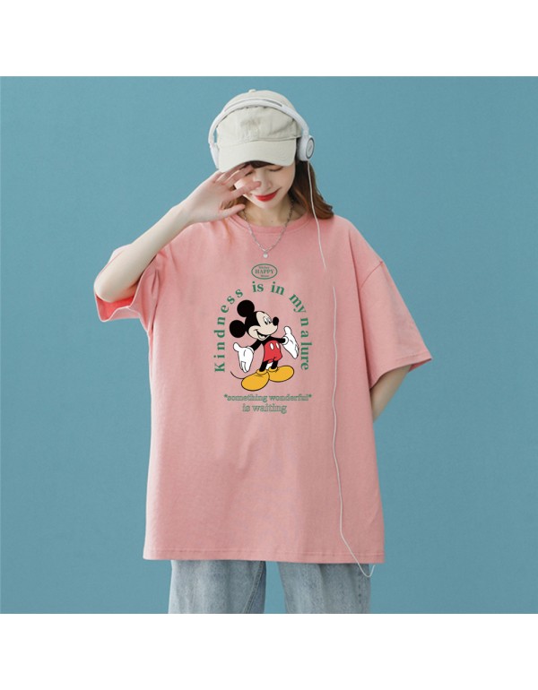 Mickey Pink Kurzarm-T-Shirts für Damen und Herren...