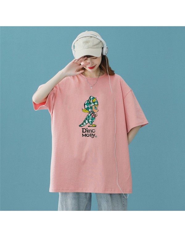 Dino Moily Pink Kurzarm-T-Shirts für Damen und He...