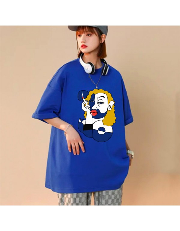 Smoking Women Blue Kurzarm-T-Shirts für Damen und Herren, modisch bedruckte japanische Luxus-Tops
