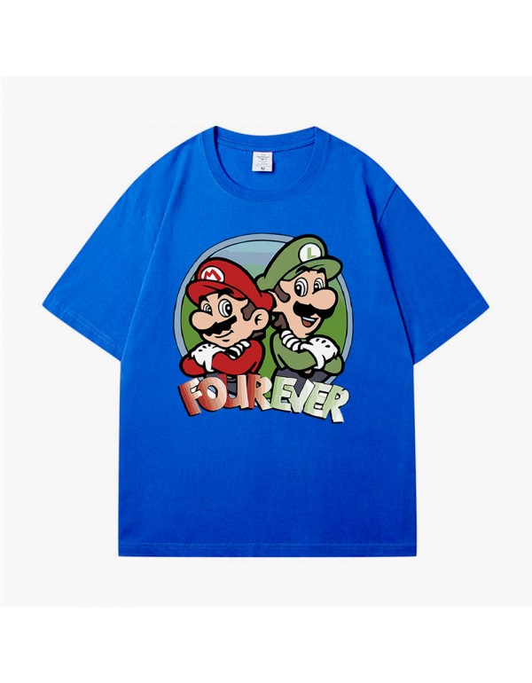 Mario sky blue Kurzarm-T-Shirts für Damen und Her...