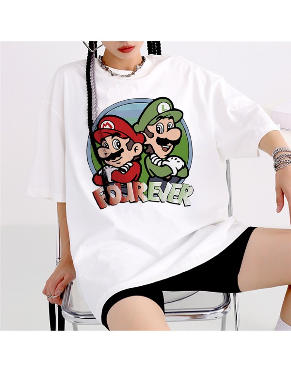 Mario white Kurzarm-T-Shirts für Damen und Herren...