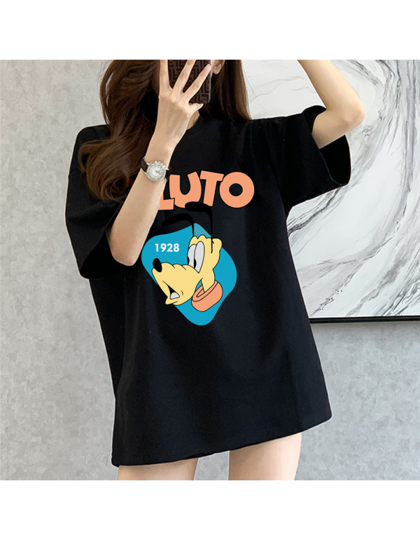 Pluto black Kurzarm-T-Shirts für Damen und Herren...