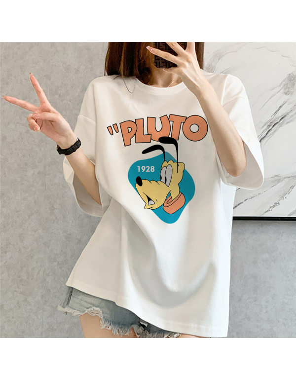 Pluto white Kurzarm-T-Shirts für Damen und Herren...