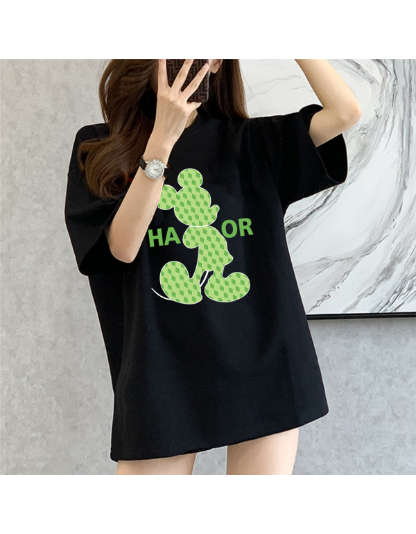 Green Mickey black Kurzarm-T-Shirts für Damen und...