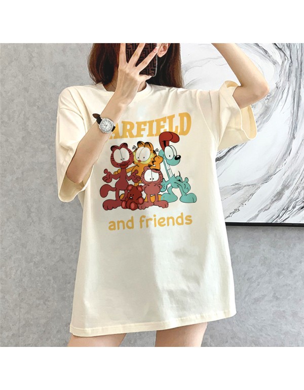 Garfield beige Kurzarm-T-Shirts für Damen und Her...