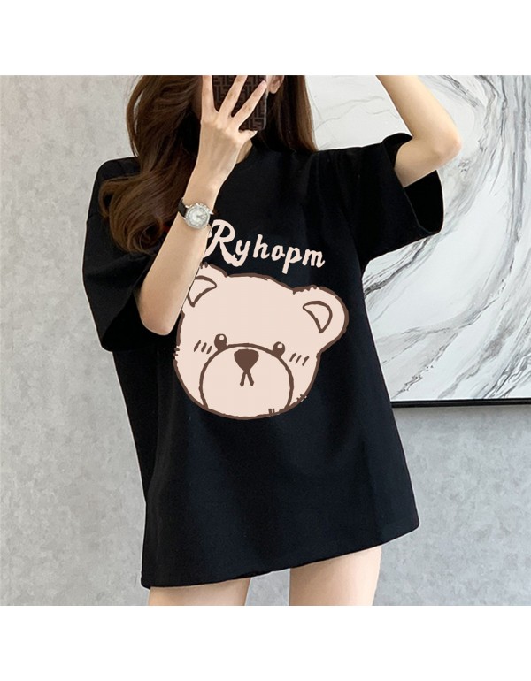 Ryhapm Bear black Kurzarm-T-Shirts für Damen und ...