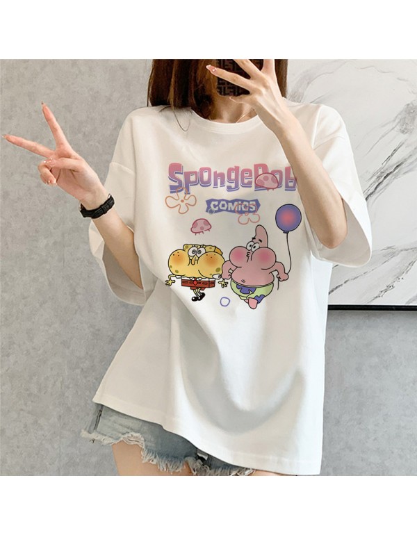 Spongebob white Kurzarm-T-Shirts für Damen und He...