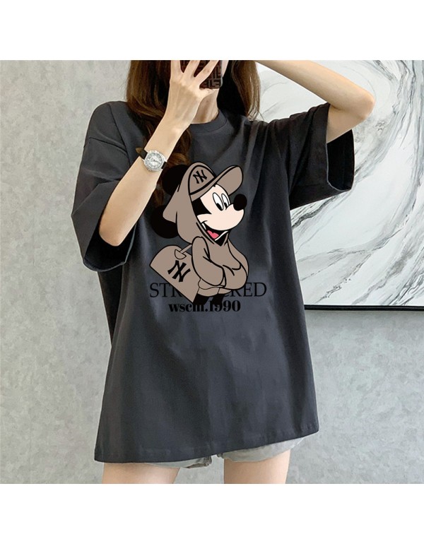 Mickey Mouse NY grey Kurzarm-T-Shirts für Damen u...