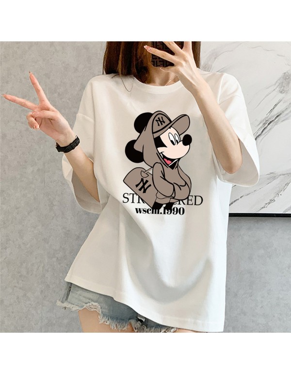 Mickey Mouse NY white Kurzarm-T-Shirts für Damen ...