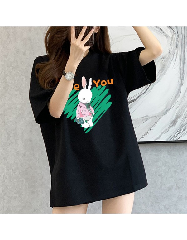 Love Rabbit black Kurzarm-T-Shirts für Damen und ...