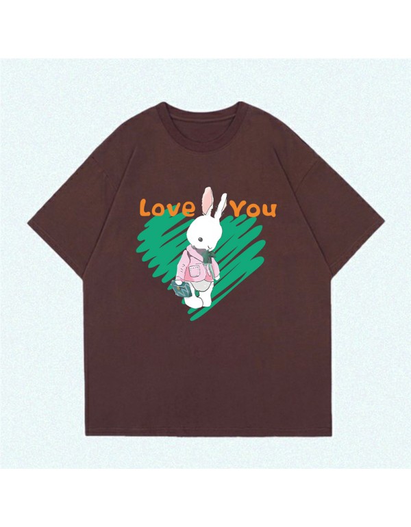 Love Rabbit coffee Kurzarm-T-Shirts für Damen und...