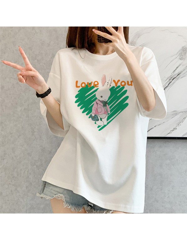 Love Rabbit white Kurzarm-T-Shirts für Damen und ...