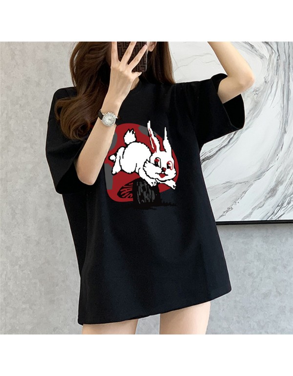 Mushroom Rabbit black Kurzarm-T-Shirts für Damen ...