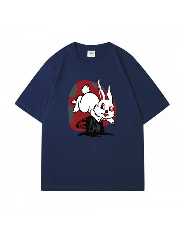 Mushroom Rabbit blue Kurzarm-T-Shirts für Damen u...