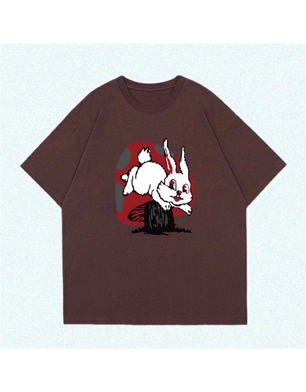 Mushroom Rabbit coffee Kurzarm-T-Shirts für Damen...