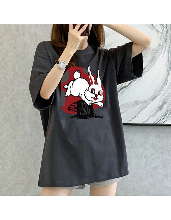 Mushroom Rabbit grey Kurzarm-T-Shirts für Damen u...