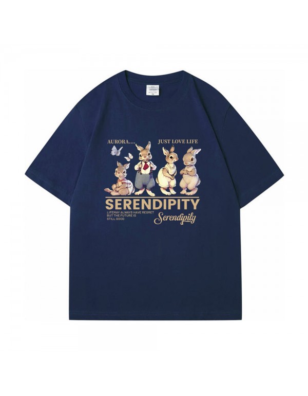 Serendipity Four Rabbit blue Kurzarm-T-Shirts für...