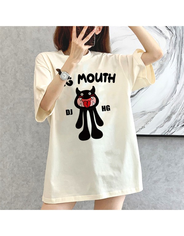 Big Mouth Monster beige Kurzarm-T-Shirts für Dame...