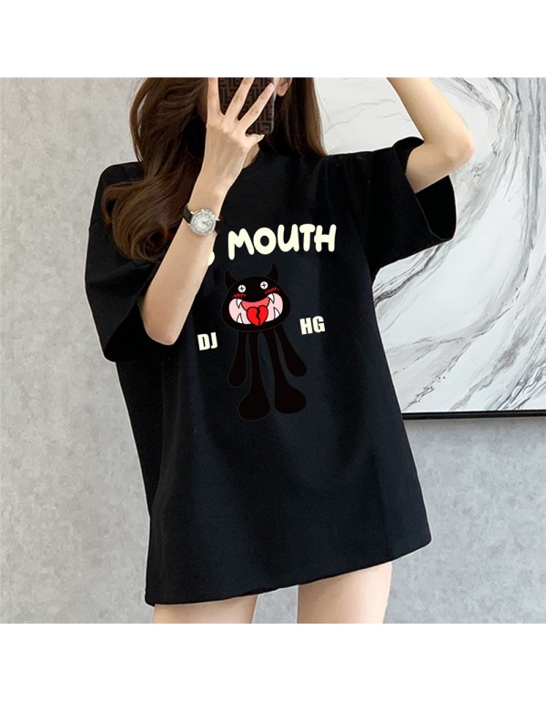 Big Mouth Monster black Kurzarm-T-Shirts für Dame...