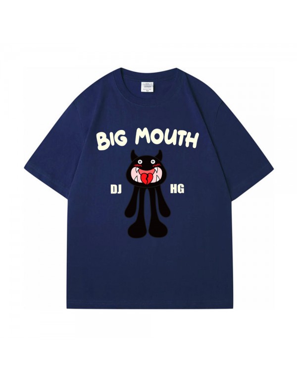 Big Mouth Monster blue Kurzarm-T-Shirts für Damen und Herren, modisch bedruckte japanische Luxus-Tops