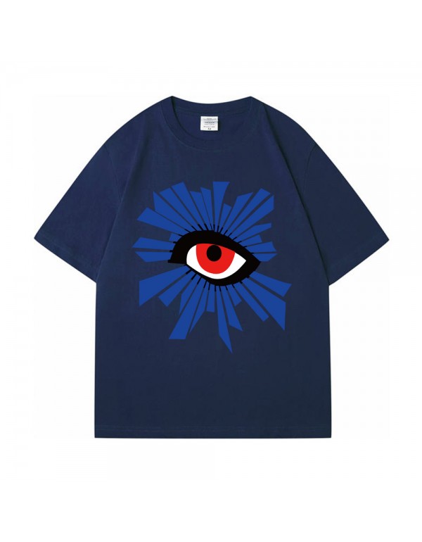 Big Eyes blue Kurzarm-T-Shirts für Damen und Herr...