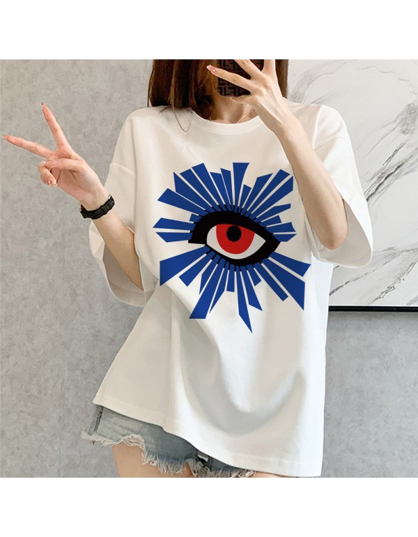 Big Eyes white Kurzarm-T-Shirts für Damen und Her...