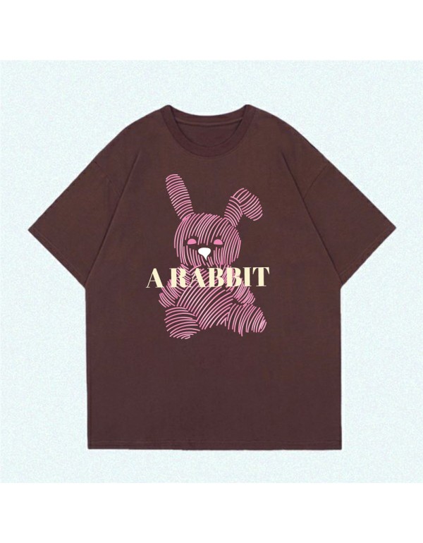 Stripe Rabbit coffee Kurzarm-T-Shirts für Damen u...