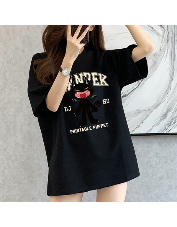 Big Mouth Monster black Kurzarm-T-Shirts für Damen und Herren, modisch bedruckte japanische Luxus-Tops