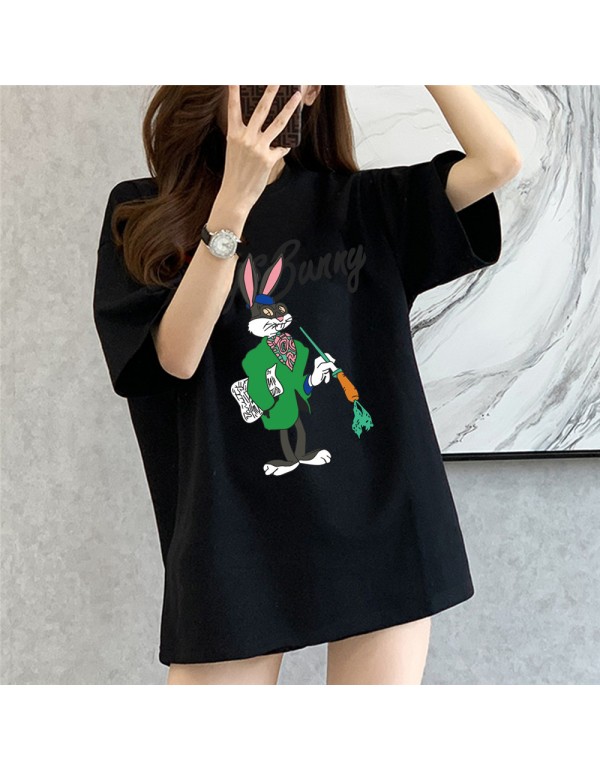 Teacher Rabbit black Kurzarm-T-Shirts für Damen u...