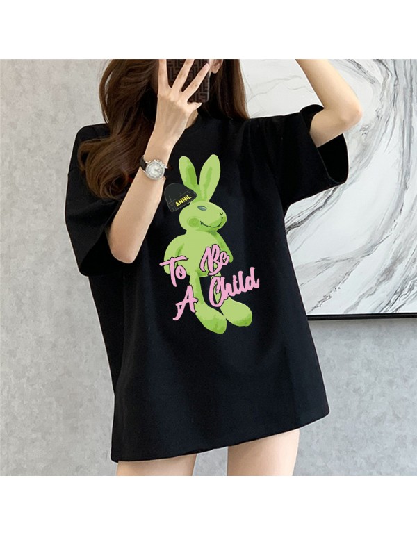 Fluorescent Rabbit black Kurzarm-T-Shirts für Dam...