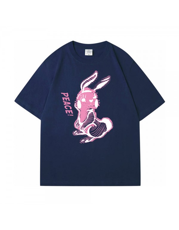 Stripe Rabbit Blue Kurzarm-T-Shirts für Damen und...