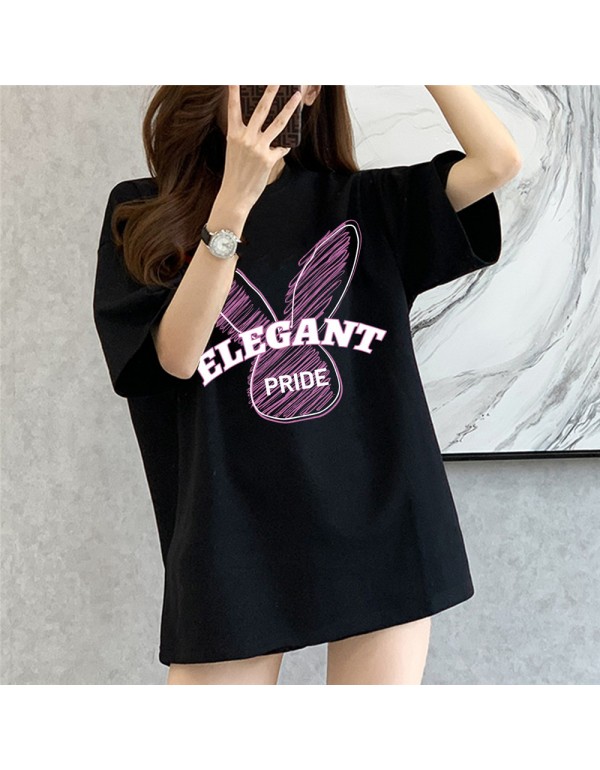 Elegant Pride Rabbit Black Kurzarm-T-Shirts für D...