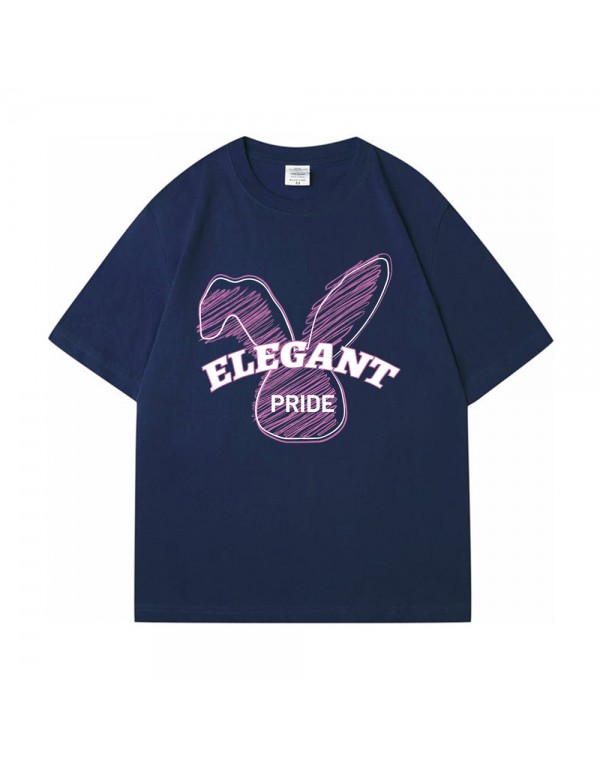 Elegant Pride Rabbit Blue Kurzarm-T-Shirts für Da...