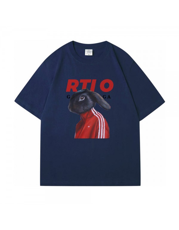 RTIO Rabbit Blue Kurzarm-T-Shirts für Damen und H...