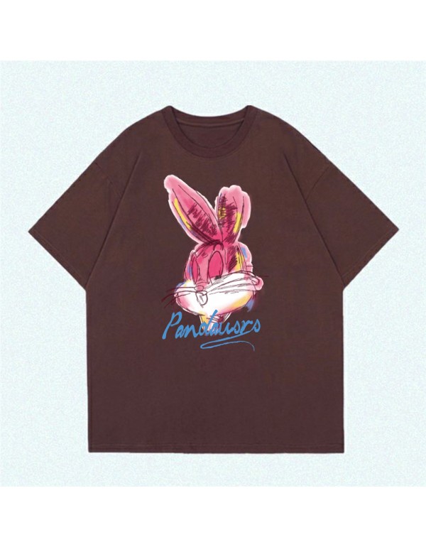 Watercolor Graffiti Rabbit 6 Kurzarm-T-Shirts für...