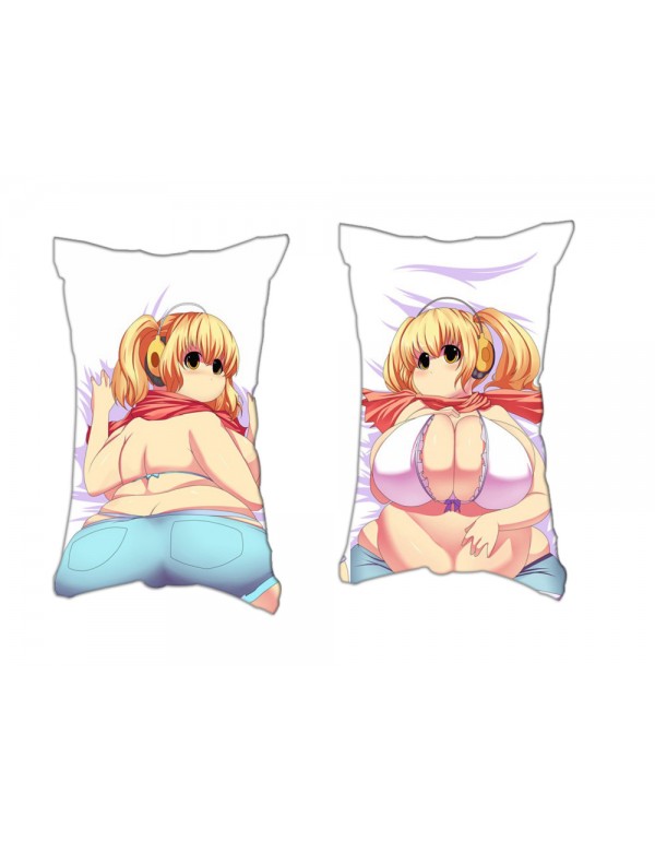 Yellow Haired Chubby Girl Anime Zwei-Wege-Trikot-Luftkissen mit Loch 35x55cm（13.7in x 21.6in）